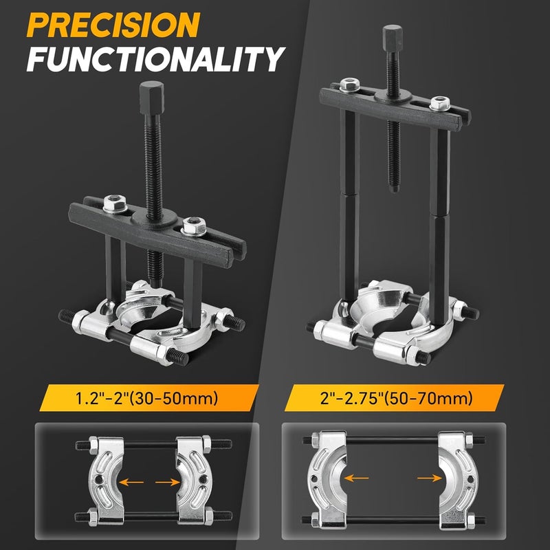 weyleity Heavy Duty 5-Ton Bearing Puller Set | 14PCS Wheel Hub Axle Puller Kit, 2" and 3" Splitters Gear Removal Tool, Bearing Separator Puller Kit for Automotive Repair - Image 5